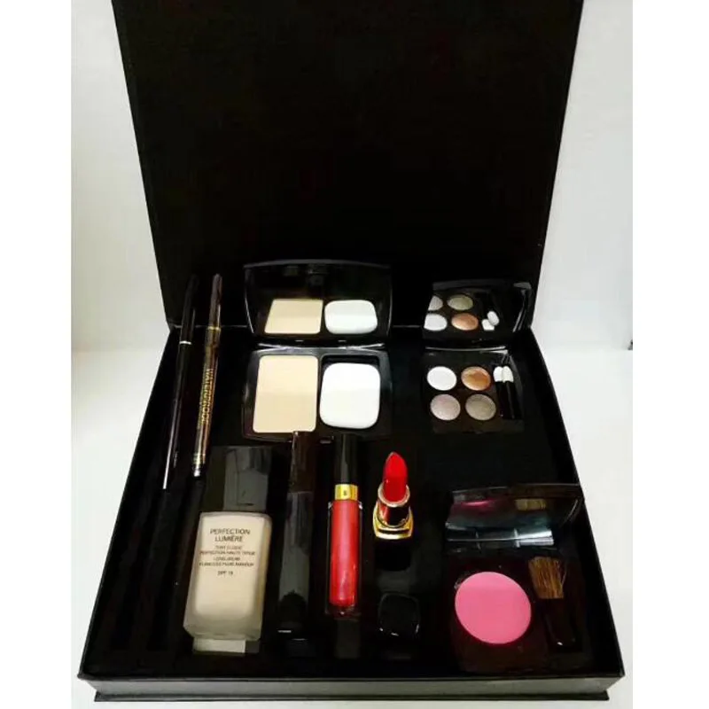 Набор для макияжа 9 в 1 с матовая губная помада пудра румяна тушь ресниц и бровей