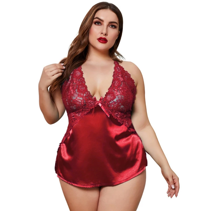 

Women Plus Size Pajamas Set Cami Shorts Set Loungewear Lace Sleepwear Nightwear