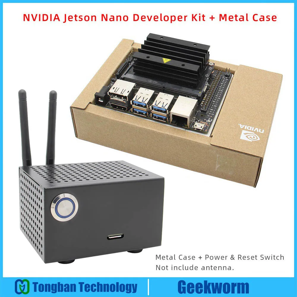 Комплект 3 NVIDIA Jetson Nano Developer Kit+ металлический чехол с переключателем питания и сброса для искусственного интеллекта/AI Computing - Комплект: Комплект 3