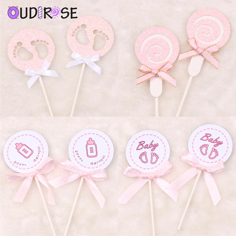 OUDIROSE 5 шт. розовое украшение для именинного торта девочек бантик отпечаток пальца