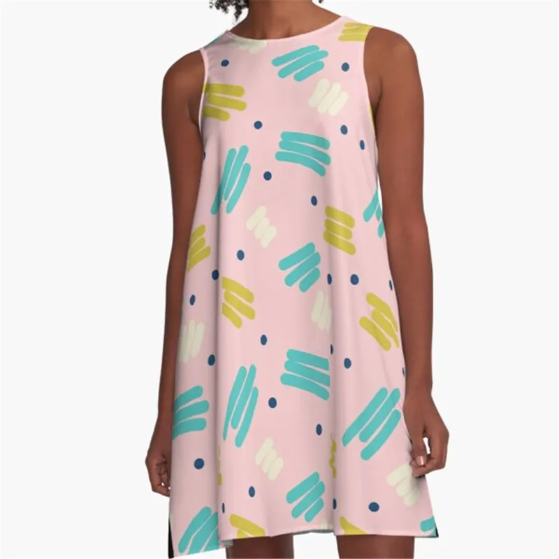 

Fashion Women summer dresses Pencil Pattern Printed A-Line Boho Dress for women harajuku Sexy ladies mini short beach dress