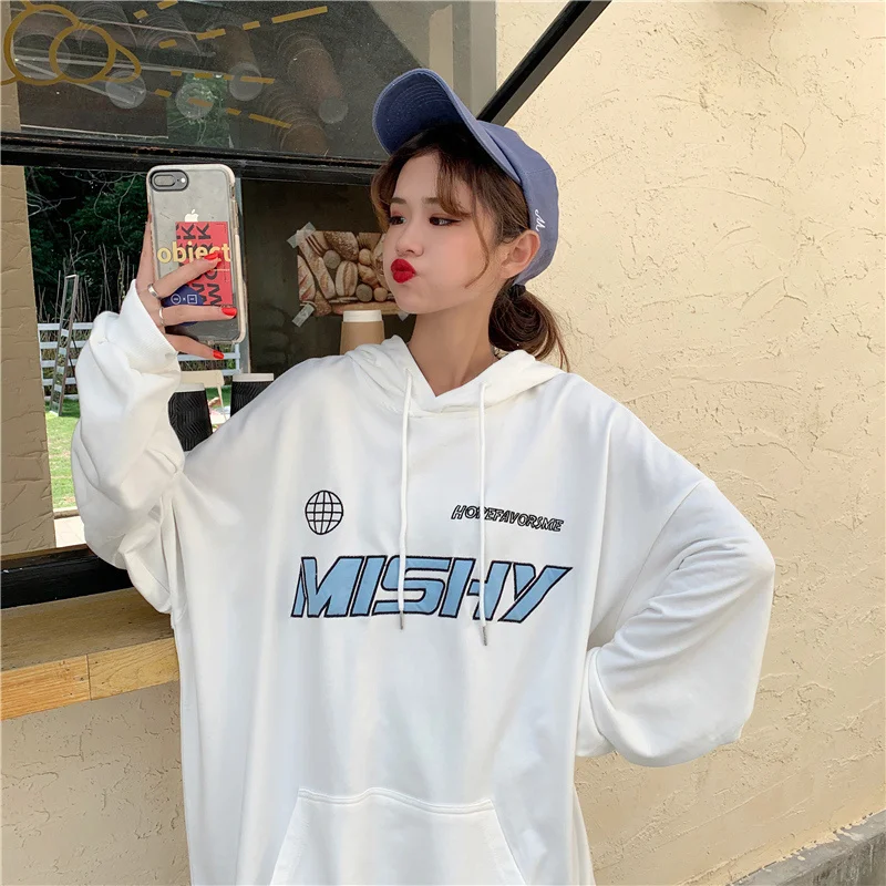 

Новинка для ранней осени футболка с длинным рукавом в Корейском стиле женский свитер с принтом