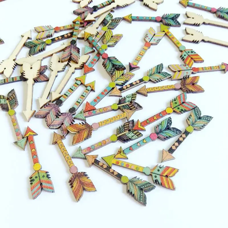 50 шт./упак. смешанные напечатанные пуговицы со стрелками Декоративные