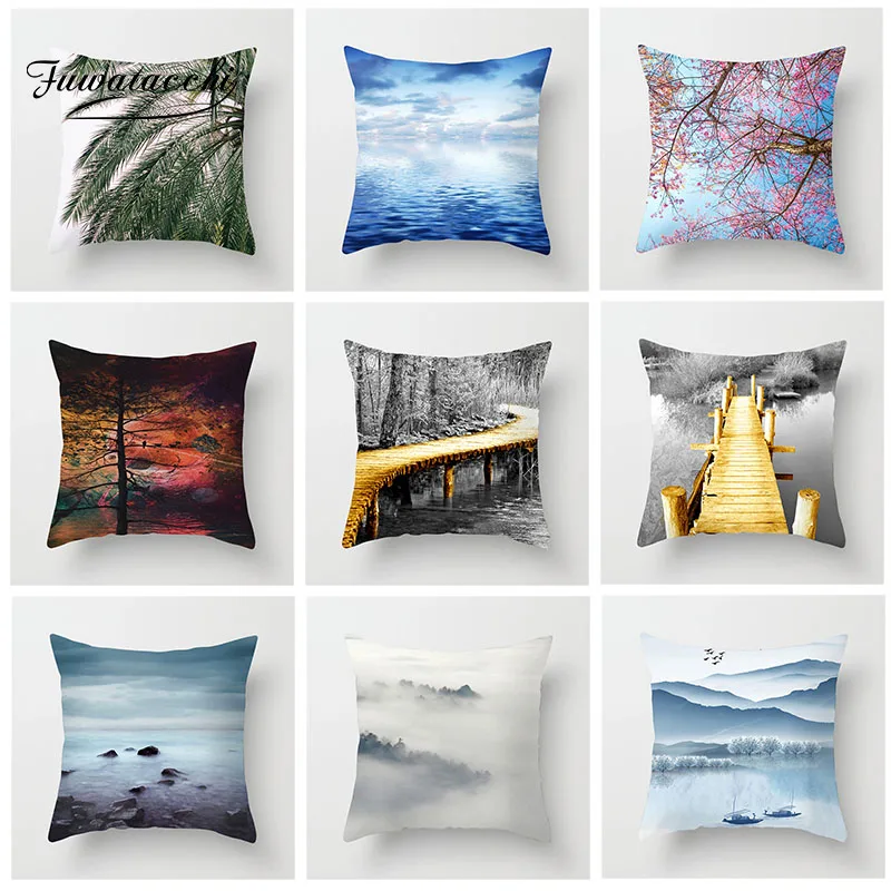Чехол для подушки Fuwatacchi с изображением красивого пейзажа осветительный мост