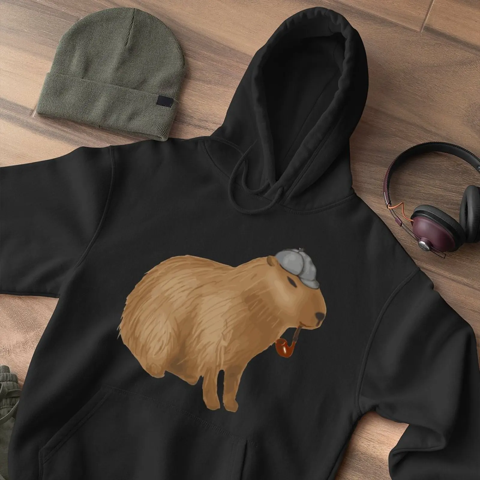 Capybara мужская толстовка с капюшоном Sherlock Свободные Теплые Толстовки Стильный