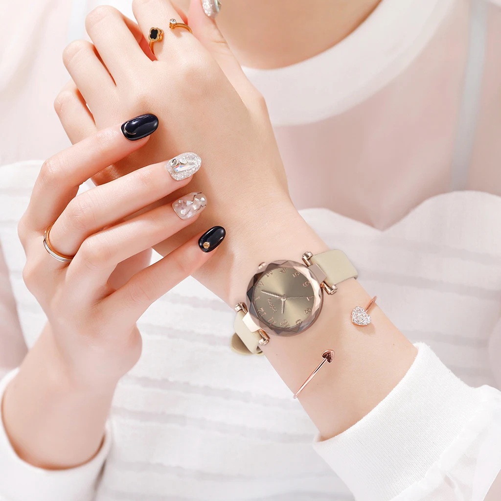 Женские кварцевые наручные часы простые розовые женские в стиле ретро Ulzzang