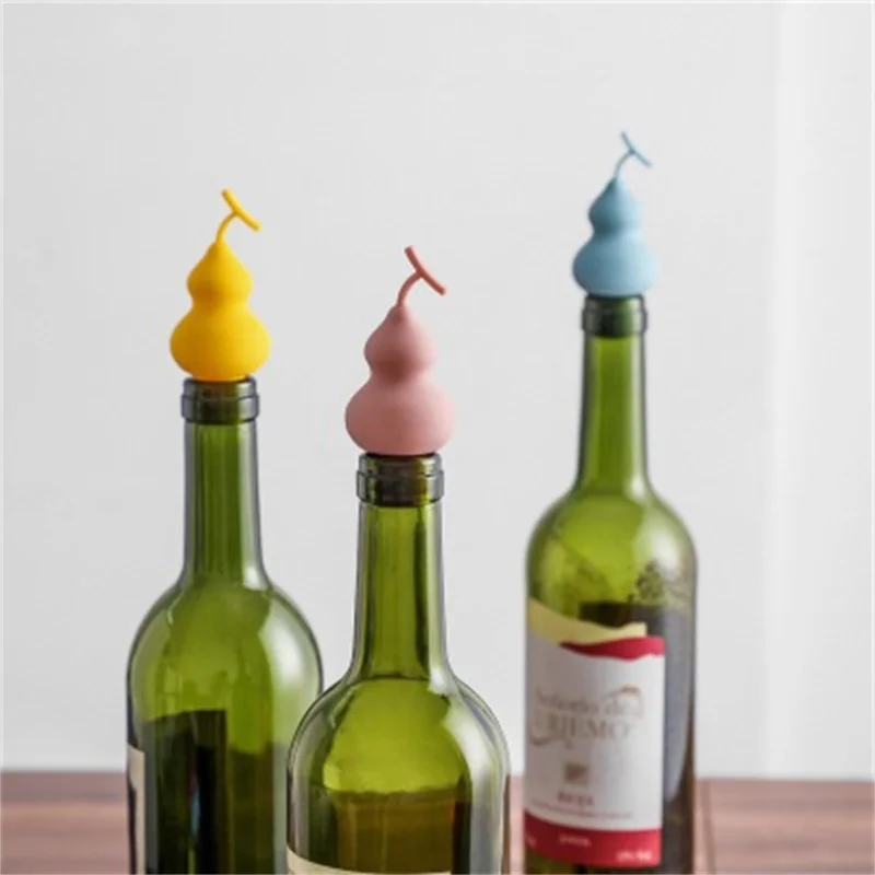 

150Pcs Silicone Bottle Stopper Cute Gourd Shape Wine Creative Silicone Fresh Leak Free Bottle Cap Decorative Novelty SealerCover