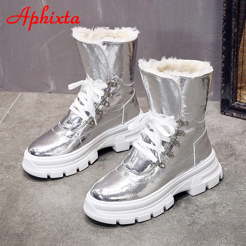 Женские сапоги до середины икры Aphixta Зимние непромокаемые на платформе с теплым