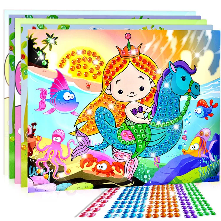 

10 шт./компл. Diy наклейки диаметром, мозаика-паста ручной работы с кристаллами, головоломки, случайный цвет, детские наклейки, игрушки, подарки