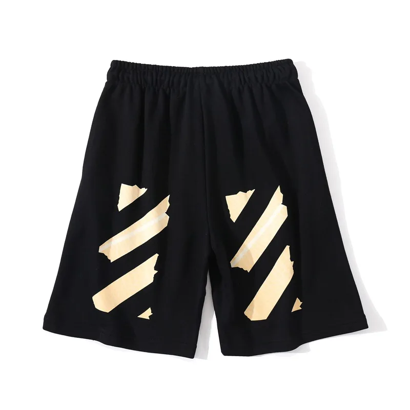 

Chao brand off summer white yellow arrow shorts men's and women's beach pants 5% pure cotton sports casual pants