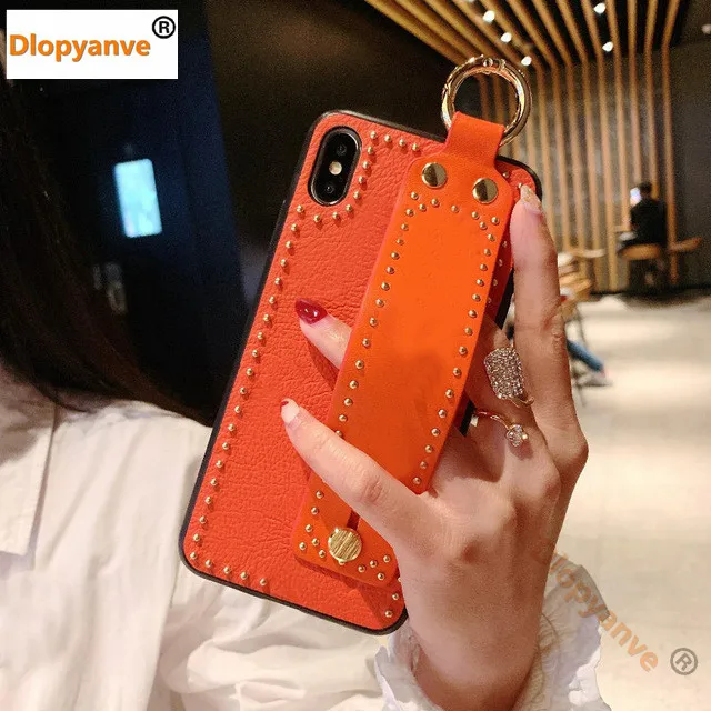 Orange Модный портативный кожаный чехол для телефона для IPhone 11, 11Pro, X, XR, Max, 6, 6 S, 7, 8 Plus, чехол на запястье, защитный чехол для девочек, подарок - Цвет: Orange