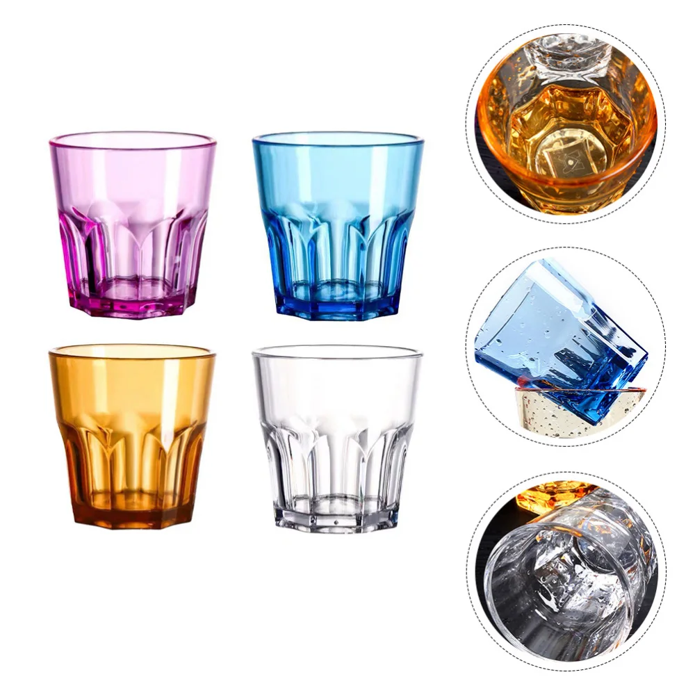 

4Pcs Cups Acrylic Transparent Cups Hotel Shatterproof Beverage Cups