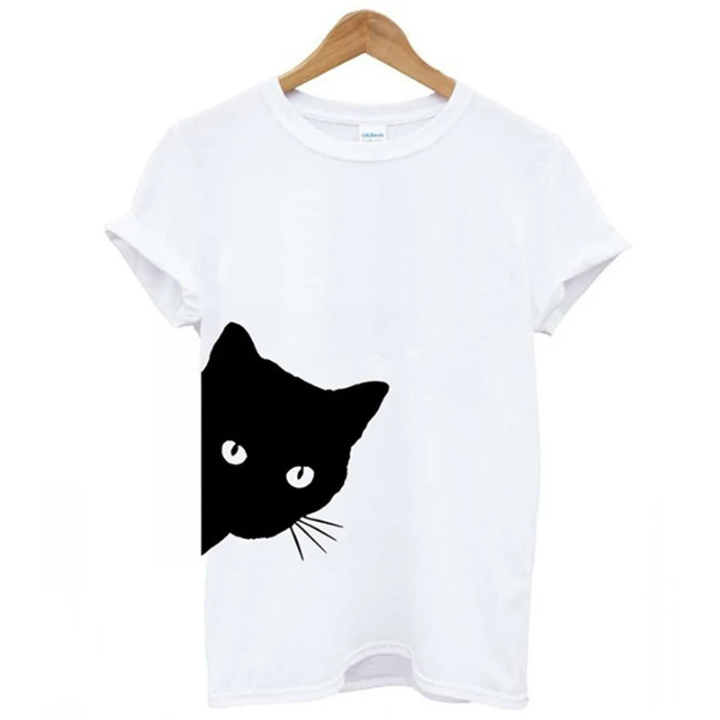 

Women T-Shirt 2020 New Charmed Cat Print Casual Harajuku Summer Short Sleeve Casual Round Neck Cheap Clothes Mode Femme Clothes