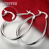 agteffer s925 sterling silver 41mm round hoop earrings for women fashion jewelry gift earrings