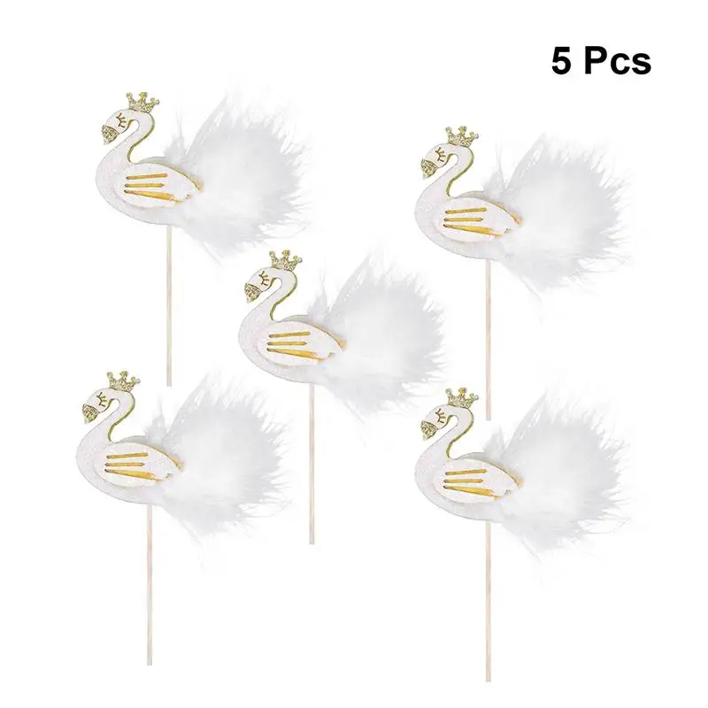 5 шт Фламинго лебедь торт Топпер Свадебные украшения торта декоративные перья