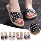 Полька-тапки в точку женская верхняя одежда летние пляжные туфли на плоской подошве, босоножки на плоской подошве; Нескользящие износостойкие женские флип-флоп размера плюс; Большие размеры 35-41