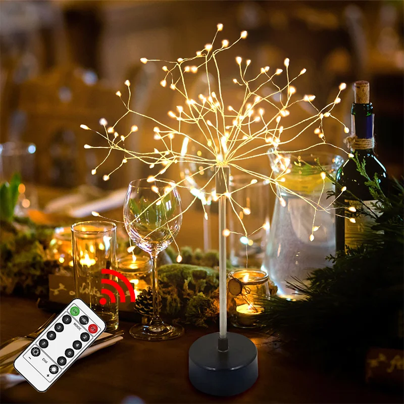 LED Fairy Christmas Firework Light Desktop Decoration Table Lamp USB/Battery-powered Garden Dining Lamps Bedroom Bedside Lights | Освещение