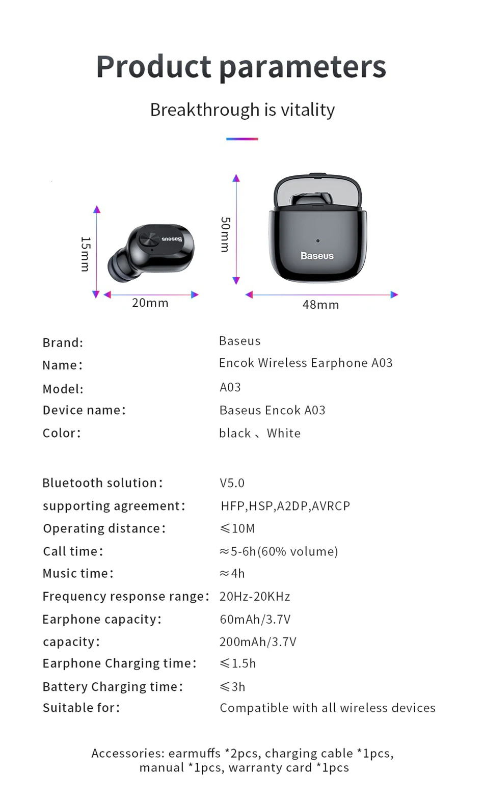 Baseus W01 TWS Bluetooth 5,0 настоящие беспроводные наушники, мини беспроводные наушники с микрофоном, гарнитура для Xiaomi iPhone