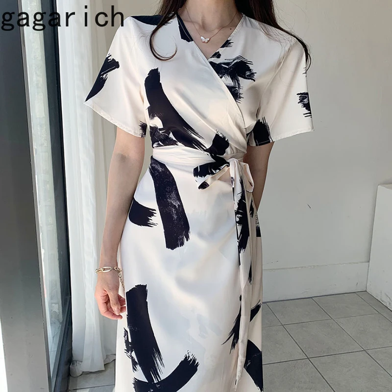 Gagarich цельнокроеное платье с коротким рукавом в китайском стиле элегантные