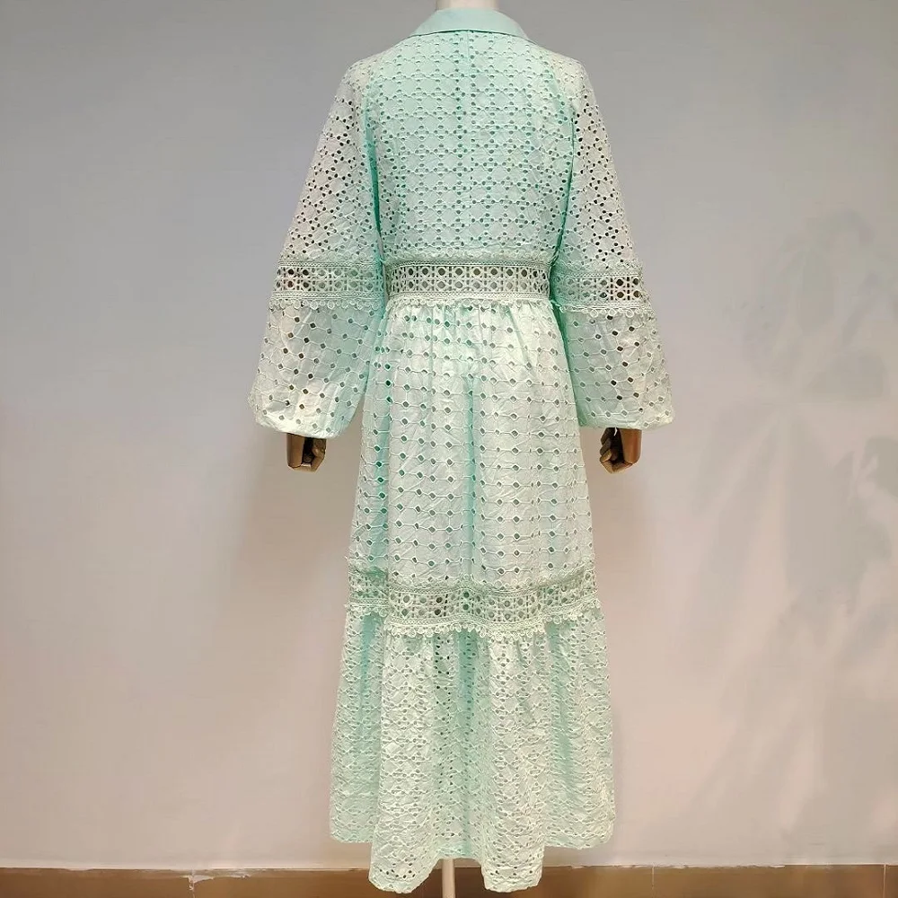 

Big brand women's summer cotton embroidery hollow lace elegant dress 2020New women's fashion party pleated puff skirt XL