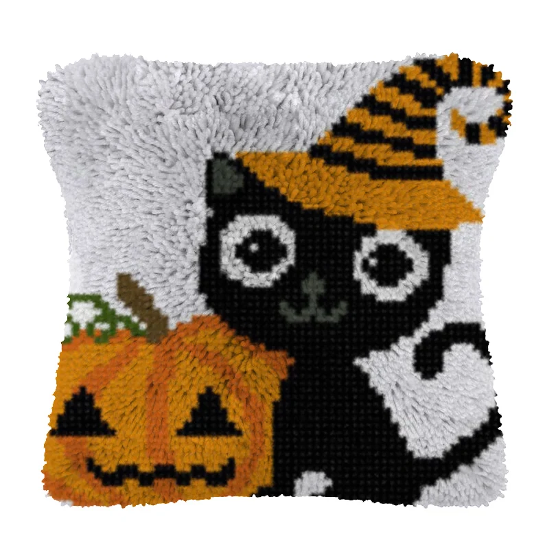 

Набор с крючком с защелкой в виде черной кошки, сделай подушку, холст, крючок для подушки, чехол с защелкой, наволочка с крючком, декоративно-прикладное искусство