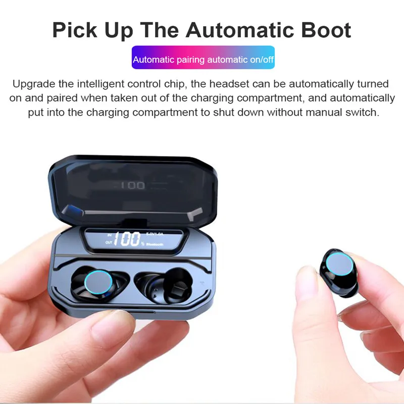 G02 Tws-Wireless Bt5.0 Headphones Mini In-Ear Sports Stereo Earphones Earbuds Ipx6 Waterproof with Multi-Functional 3300Mah Rech |