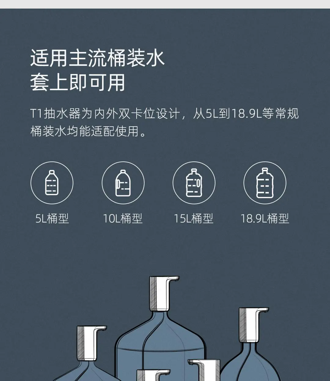Новейший Xiaomi Mijia Youpin трехзонный T1 бутилированный водяной насос цельная водяная головка для всех типов бутилированной воды белого цвета