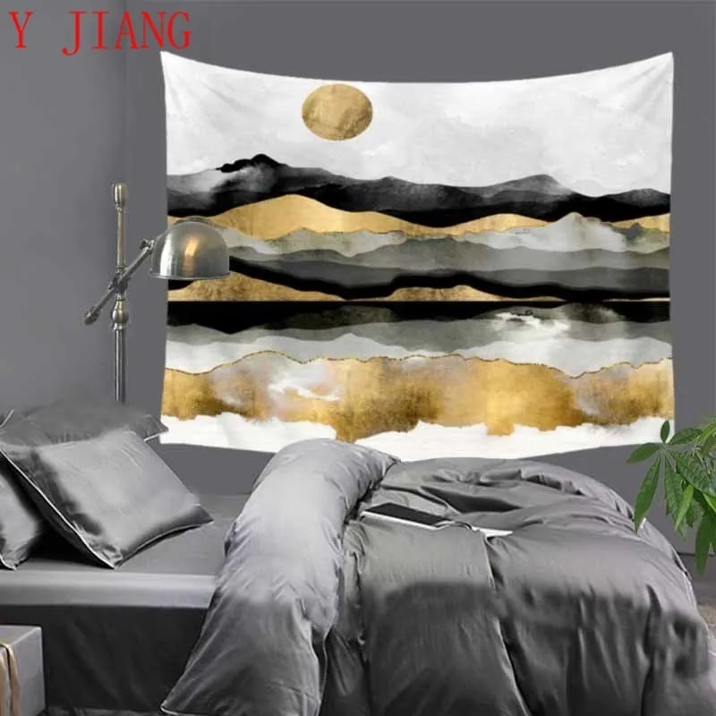 Новый Индийский гобелен акварельного цвета с узорами принтом гор Мандала хиппи