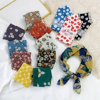 5555cm all match printed cotton and linen small square scarf floral print handkerchief womens korean headscarf hijab scarf