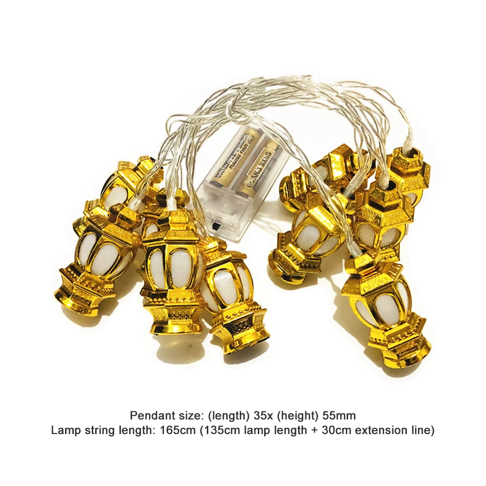 

Battery Powered Ramadan Golden Lantern String Lights LED Arab Garland Islamic Muslim Supplies for Outdoor Children