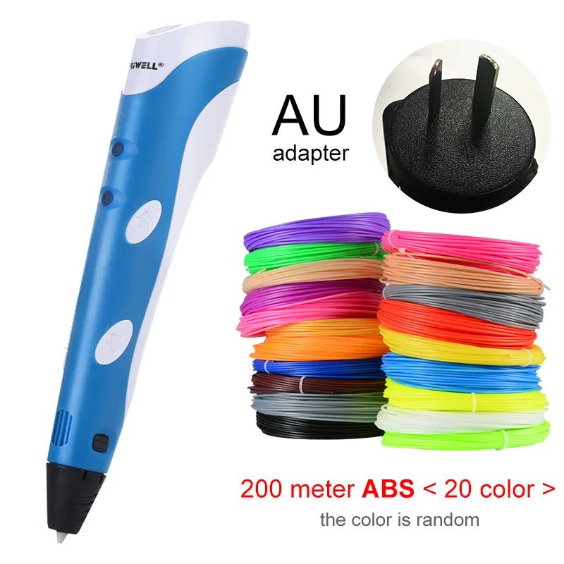 Blue AU-200m ABS Myriwell 3D печати Ручки 1,75 мм ABS Smart 3D ручка с нити для детей развивающая серия хобби игрушки - Цвет: Blue AU-200m ABS