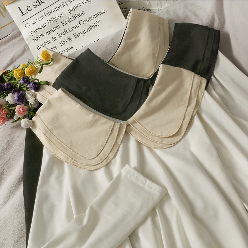 

Женский пуловер с воротником «Питер Пэн», облегающий пуловер контрастных цветов с длинными рукавами, Осень-зима 2020