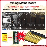 mining motherboard 8 gpu bitcoin crypto etherum mining set kit combo with 4gb ddr3 1600mhz ram64gb msata ssd8pin to dual 8pin
