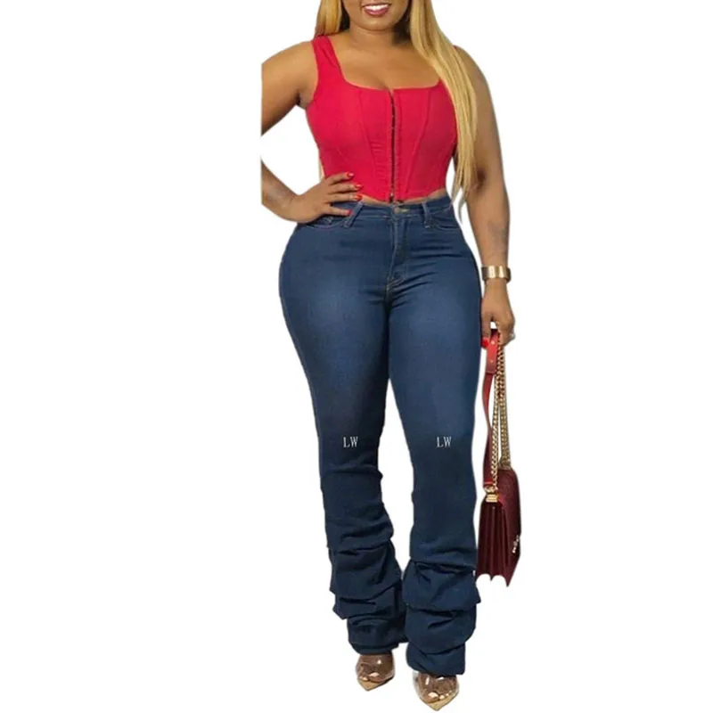

Europe America High Waist Jeans Cotton Full Length Zipper Fly Pockets Skinny Straight Women Jeans Summer Mom Jeans
