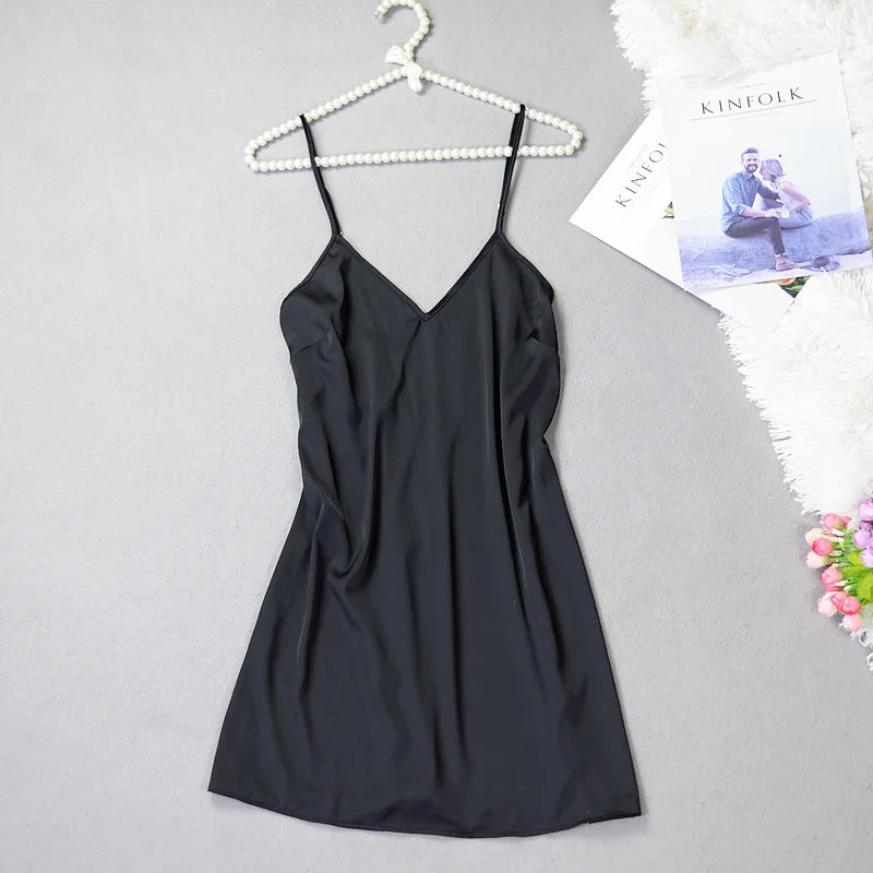 

Lisacmvpnel Deep V Ice Silk Nightgown Sexy Reveal Back Sleepwear