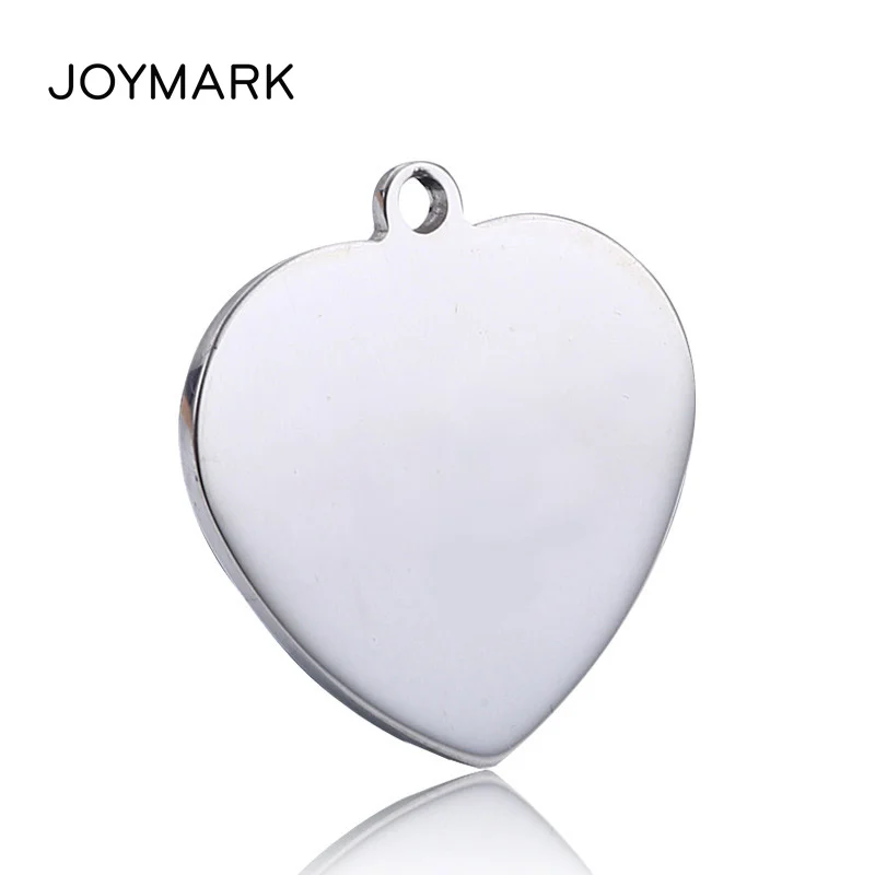 

25mm-35mm Heart Shape Stainless Steel Charm Pendants Smooth Blank Tags For Jewellery Making Support Logo Engraving GTAG06