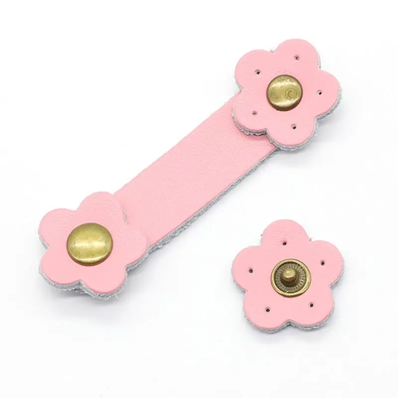 

Soft Leather Buckles Purse Hasp DIY Bag Wrist Strap Plum Flower Shape Tool M68C