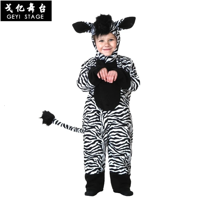 

Children pajamas zebra coveralls boy kigurumi animal cosplay dress warm winter flannel soft fantasy night pretty pajamas from