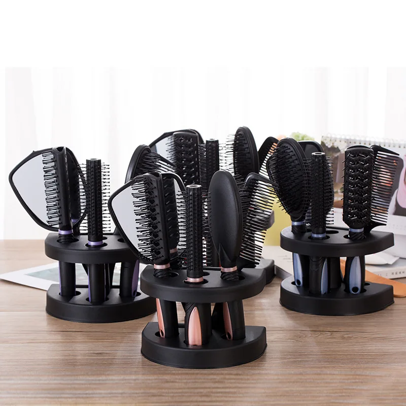 

5Pcs/set Professional Hair Brushes Anti-Static Comb Set Women Hair Care Massage Hairbrush With Mirror Wet/Dry Curly Styling Tool
