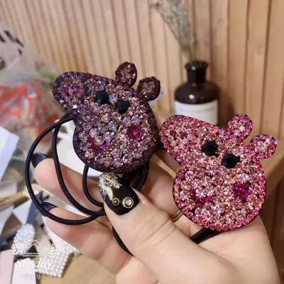 Disney мультфильм девушка свинья Минни Кристалл Застежка-молния резинка для волос кольцо для волос карамельного цвета