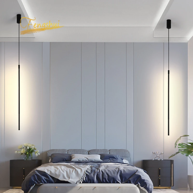 

Nordic Long Strip Led Pendant Lights Loft Living Room Background Pendant Lamp Bedroom Kitchen Hanging Lamp Home Decor Luminaries