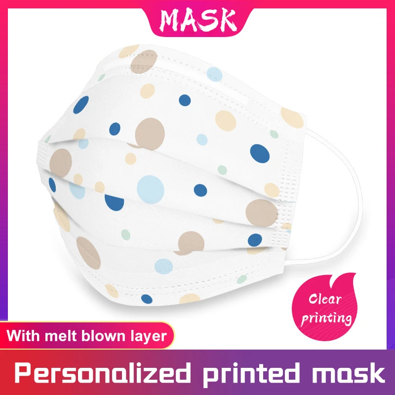 

disposable mask white printing three-layer dust-proof breathable melt blown cloth mask adult mask children mask