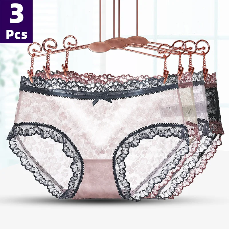 

Женские кружевные трусики с бантиком, Размеры M, L, XL