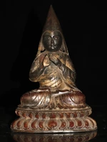 7chinese folk collection old bronze cinnabar lacquer longevity buddha immortal life wisdom tathagata sitting buddha ornaments