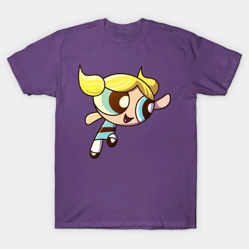 Фиолетовый Power puff футболка с пузырьками power puff футболка для девочек для женщин и детей супергерой ppg woman power child puffgirls bubbles girl - Цвет: Фиолетовый