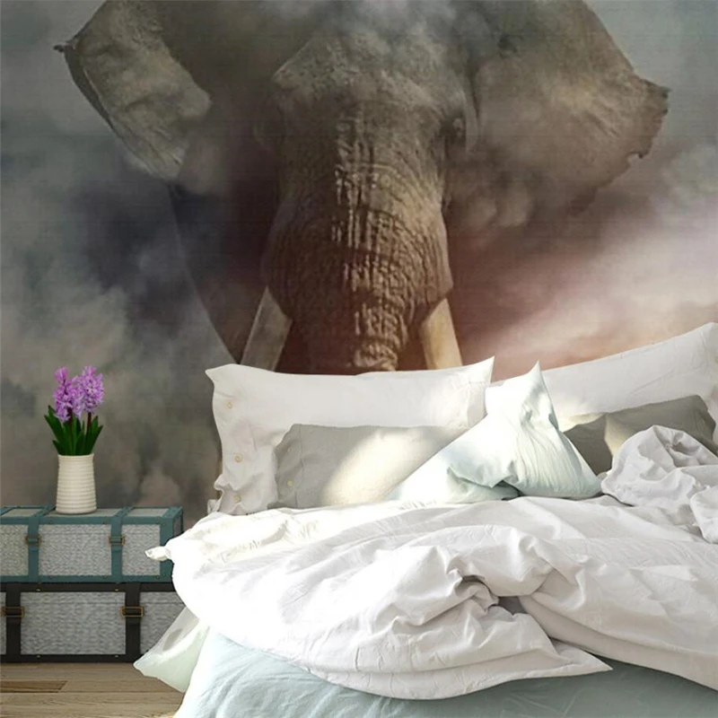 Оригинальный креативный фон с ручной росписью слона птицы Настенная роспись на