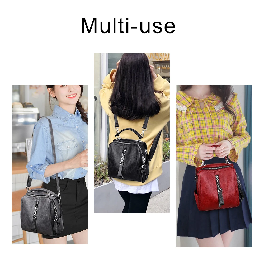 Preppy Capacity Pu Leather Backpack Large Female Casual Travel Bagpack Bookbag School Bags For Teenager |