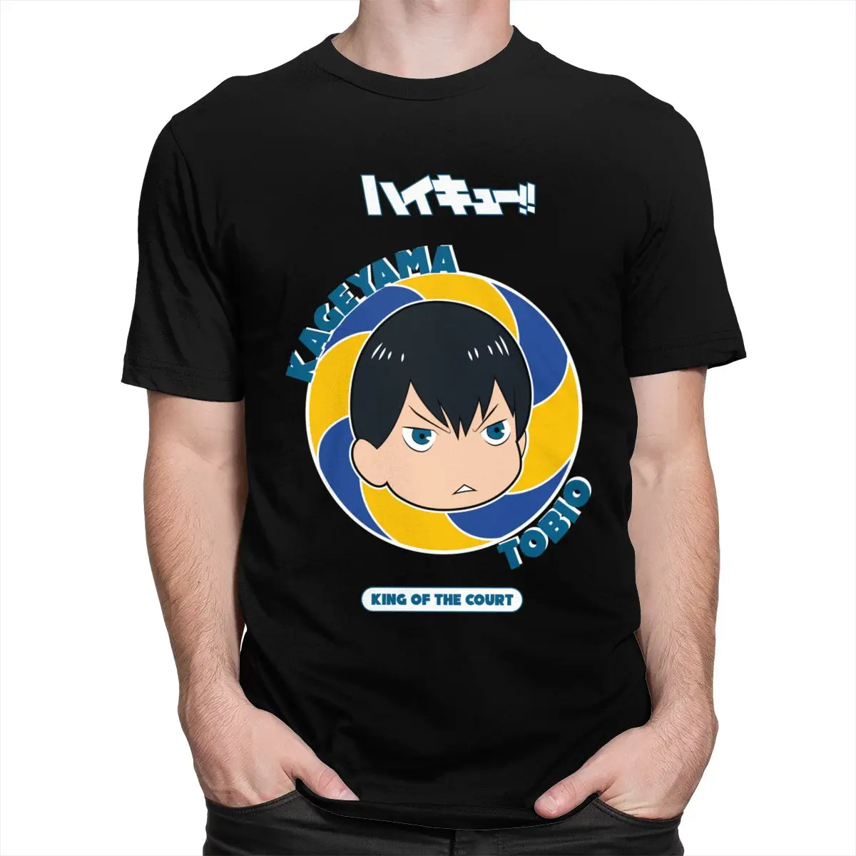 Funny Haikyuu T-shirt Men Crewneck Short Sleeved Kageyama Tobio in Volleyball Manga Summer Tshirt Cotton Tee Shirts Merchandise