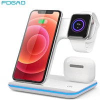 Wireless Charger Stand Fast 15W Charging Station Dock for Apple Watch AirPods Pro iPhone Samsung S21