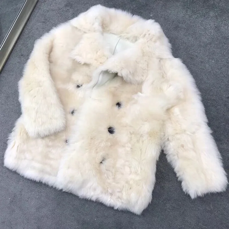 Зимнее пальто из натурального меха овчины Корейская куртка 100% шерсти женская
